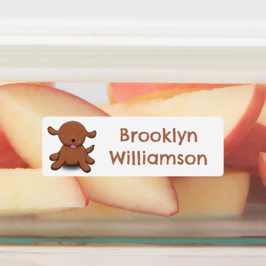 Schattigee Happy Puppy Dog cartoon gepersonaliseer Labels (Aangebracht)
