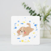 Schattigee Happy Puppy Illustratie Kaart (Staand voorkant)