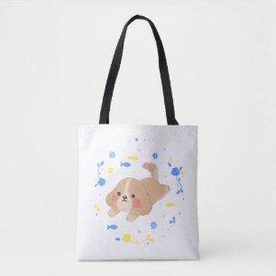 Schattigee Happy Puppy Illustratie Tote Bag
