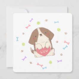 Schattigee Happy Puppy met LUV-illustratie Feestdagenkaart