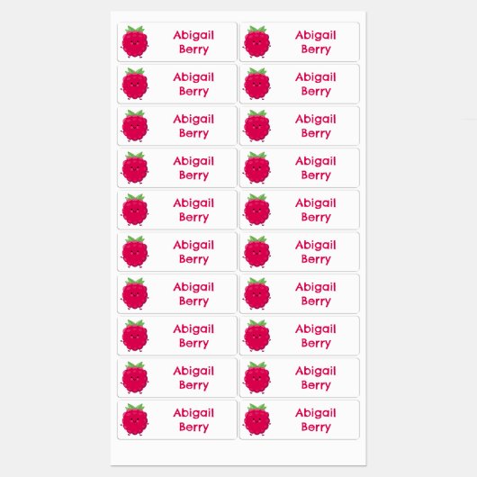 Schattigee Happy Raspberry cartoon gepersonaliseer Labels (Vel)