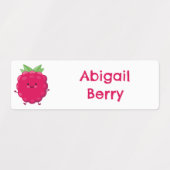 Schattigee Happy Raspberry cartoon gepersonaliseer Labels (Design 1)