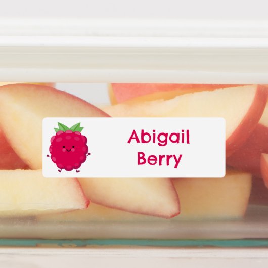 Schattigee Happy Raspberry cartoon gepersonaliseer Labels (Aangebracht)