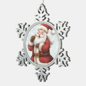 Schattigee Happy Santa Tin Sneeuwvlok Ornament (Rechts)