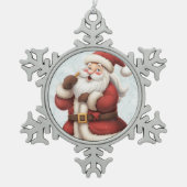 Schattigee Happy Santa Tin Sneeuwvlok Ornament (Voorkant)