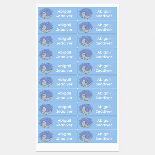 Schattigee Happy Seal en Fish Blue cartoon geperso Labels (Vel)