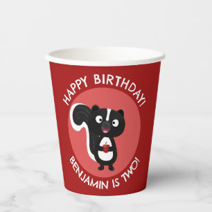 Schattigee Happy Skunk gepersonaliseerde cartoon V Papieren Bekers