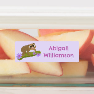 Schattigee Happy Slow Loris gepersonaliseerde cart Labels