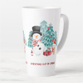Schattigee Happy Snowman Kerstnaam Groot Latte Mok (Rechterhoek)