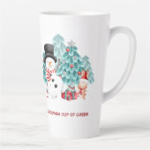 Schattigee Happy Snowman Kerstnaam Groot Latte Mok (Rechts)
