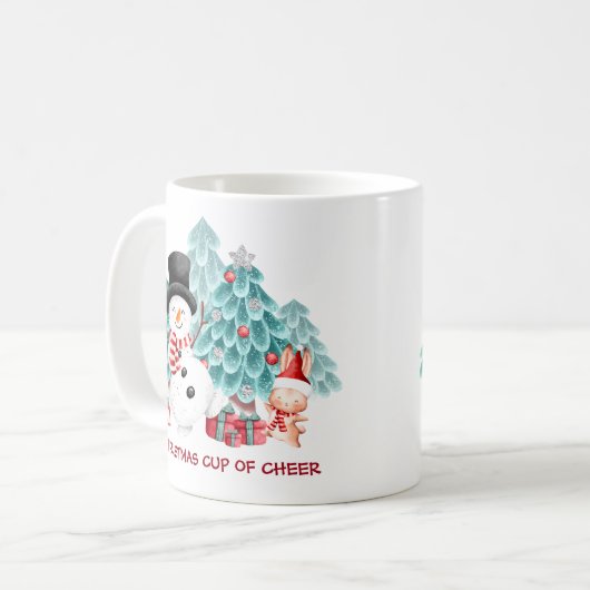 Schattigee Happy Snowman Kerstnaam Koffiemok (Voorkant links)
