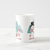 Schattigee Happy Snowman Kerstnaam Porselein Kop (Voorkant)