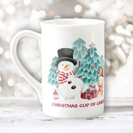 Schattigee Happy Snowman Kerstnaam Porselein Kop