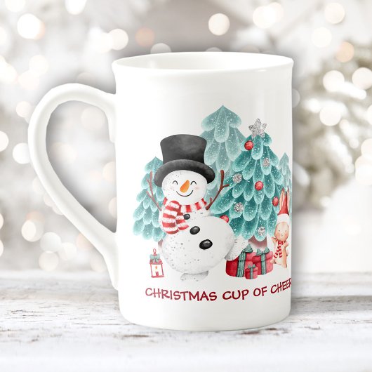 Schattigee Happy Snowman Kerstnaam Porselein Kop
