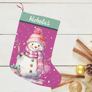 Schattigee Happy Snowman met Cadeau voor jou Kleine Kerstsok