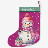Schattigee Happy Snowman met Cadeau voor jou Kleine Kerstsok (Achterkant)