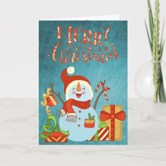 Schattigee Happy Snowman Vrolijk Kerstfeest Kaart (Voorkant)