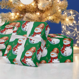 Schattigee Happy Snowman Waterverf Pattern Cadeaupapier