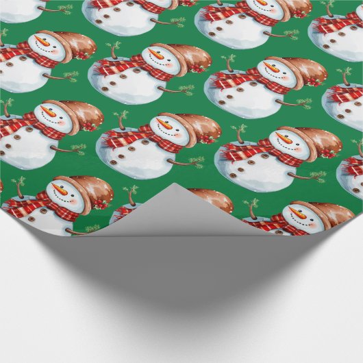 Schattigee Happy Snowman Waterverf Pattern Cadeaupapier (Hoek)