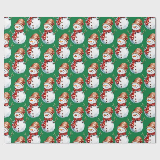 Schattigee Happy Snowman Waterverf Pattern Cadeaupapier (Vlak)
