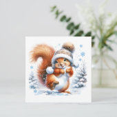 Schattigee Happy Squirrel Feestelijke Gepersonalis Feestdagenkaart (Staand voorkant)