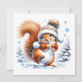 Schattigee Happy Squirrel Feestelijke Gepersonalis Feestdagenkaart (Voorkant)