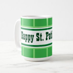 Schattigee Happy St. Patrick's Day gestreept groen Koffiemok