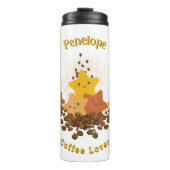 Schattigee Happy Stars & Beans Koffieliefhebber ge Thermosbeker (Voorkant)