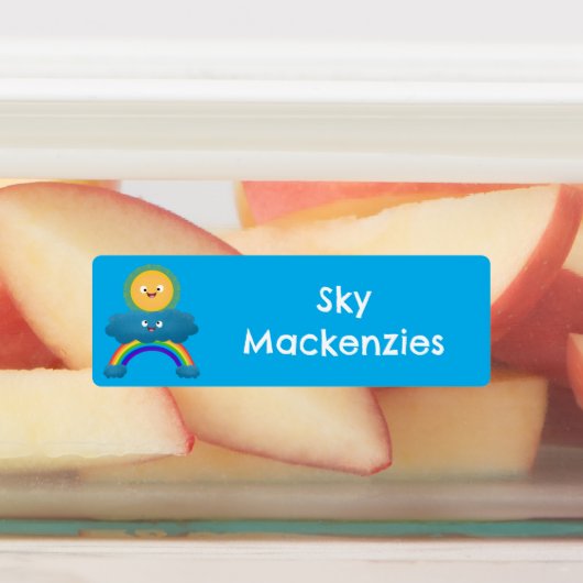 Schattigee Happy Sun Cloud Rainbow cartoon geperso Labels (Aangebracht)