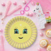 Schattigee Happy Sun Gezicht & Stralen Papieren Bordje (Feest)