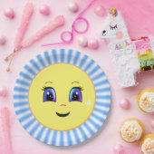 Schattigee Happy Sun Gezicht & Stralen Papieren Bordje (Feest)