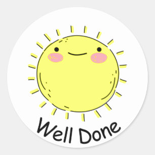 Schattigee Happy Sun Goed gedaan Ronde Sticker