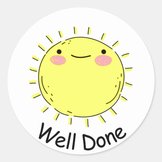 Schattigee Happy Sun Goed gedaan Ronde Sticker (Voorkant)