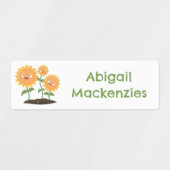 Schattigee Happy Sunflowers cartoon gepersonalisee Labels (Design 2)