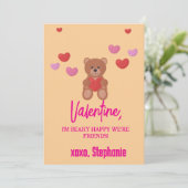 Schattigee Happy Teddy Bear Kinder Valentijnsdag Kaart (Staand voorkant)