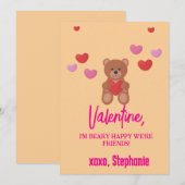 Schattigee Happy Teddy Bear Kinder Valentijnsdag Kaart (Voorkant / Achterkant)