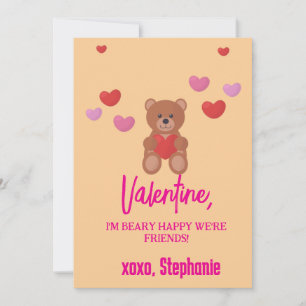 Schattigee Happy Teddy Bear Kinder Valentijnsdag Kaart
