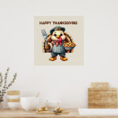 Schattigee Happy Thanksgiving kalkoen Poster (Keuken)