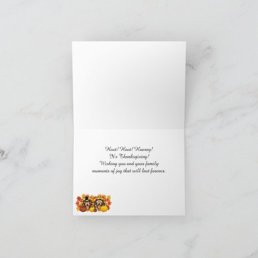 Schattigee Happy Thanksgiving Pelgrim Uilen Feestdagen Kaart (Binnen)