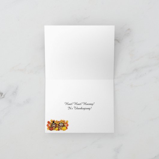 Schattigee Happy Thanksgiving Pelgrim Uilen Feestdagen Kaart (Binnen)