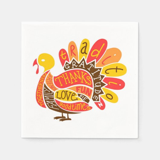Schattigee Happy Thanksgiving Turkije Bedankt Quot Servet (Voorkant)