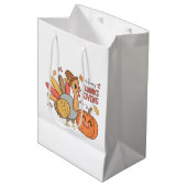 Schattigee Happy Thanksgiving Turkije Pompoen Medium Cadeauzakje (Voorkant Gekanteld)