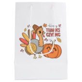 Schattigee Happy Thanksgiving Turkije Pompoen Medium Cadeauzakje (Achterkant)