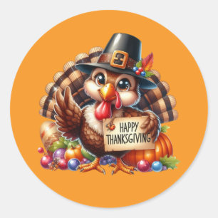 Schattigee Happy Thanksgiving turky vakantie Ronde Sticker
