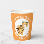 Schattigee Happy Tiger Cub gepersonaliseerde carto Papieren Bekers (Achterkant)