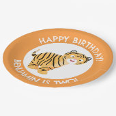Schattigee Happy Tiger Cub gepersonaliseerde carto Papieren Bordje (Gekanteld)