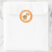 Schattigee Happy Tiger Cub gepersonaliseerde carto Ronde Sticker (Tas)
