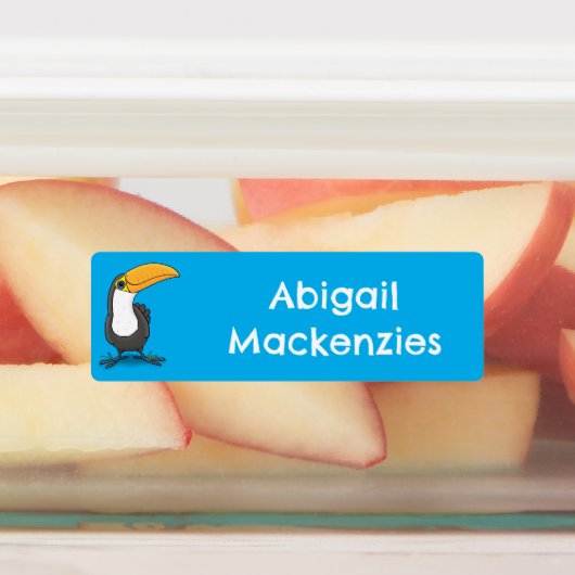 Schattigee Happy Toucan Blauw Groene cartoon geper Labels (Aangebracht)