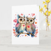 Schattigee Happy Uilen in Liefde BLANK Kaart (Gele Bloem)