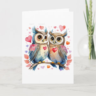 Schattigee Happy Uilen in Liefde BLANK Kaart